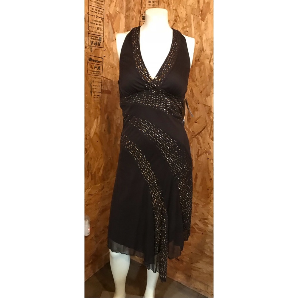 RAMPAGE Brown Dress with Gold Sequins SIZE SMALL